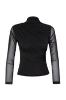 Trendyol Black Fitted/Fits the Body Tulle Sleeve Stand Collar Flexible Knitted Blouse