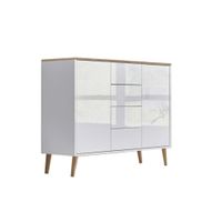 MID.YOU KOMODA, bílá, dub artisan, vysoce lesklá bílá, 105,5/86/33 cm