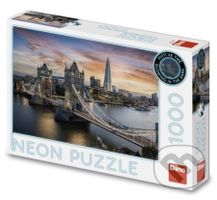 Soumrak nad Tower Bridge neon - puzzle z kategorie Přírodní scenérie