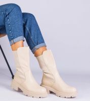 UR/CEO Beige ankle boots with a textile insert Santorini