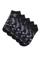 Bandana Pattern No Show Socks 5-Pack black