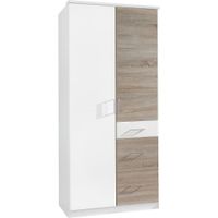 Carryhome SKRIŇA S OTOČNÝMI DVERAMI, biela, farba duba, 90/199/58 cm