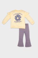 DEFACTO Baby Girl Floral Printed Cotton Sweatshirt Ribbed Camisole Tights Bottom Top Set