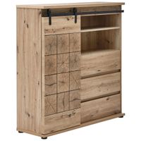 MID.YOU VYSOKÁ KOMODA, černá, barvy dubu, 120/126/40 cm