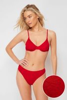 Trendyol Red Balconette Textured Bikini Top