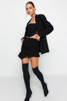 Trendyol Black Fitted Draped Knitted Skirt