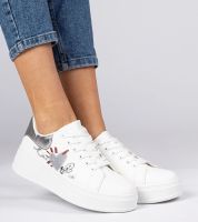 Gemre White-silver women's sports sneakers Zelinda