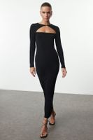 Trendyol Black Cut Out/Window Detailed Knitted Chic Evening Dress