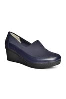 Fox Shoes R908059003 Navy Blue Genuine Leather Wedge Heels Women's Shoes