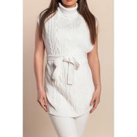 Ärmelloses Stricktop, Weiß
