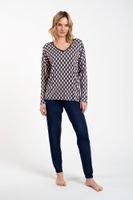 Women's pyjamas Milda, long sleeves, long trousers - print/navy blue