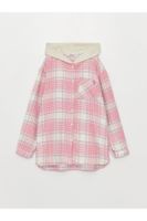 LC Waikiki Girls Hooded Plaid Long Sleeve Shirt Jacket