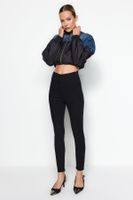 Trendyol Black Waist részletes magas derékú Jegging farmer