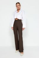 Trendyol Brown Straight/Straight Cut Woven Belt Detailed Trousers