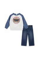 Levi's Sada pre bábätká Levi's SNIT MOTO CREW & DENIM SET 2-pak