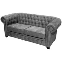Livetastic SEDAČKA CHESTERFIELD, drevo, textil, kompozitné drevo, sivá