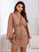 Edoti Women's mini dress with wide straps and v-neck ROSE DL