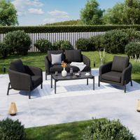 Ambia Garden TERASOVÁ SEDACIA SÚPRAVA 4-dielne, kov, sklo, textil