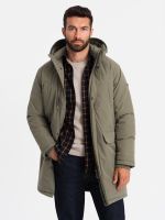 Ombre Classic men's long parka jacket - olive