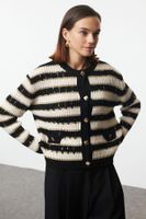 Trendyol Black Glittery Accessory Detailed Knitwear Cardigan