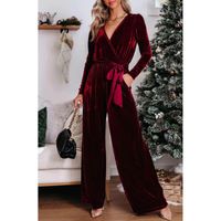 Eleganter Overall Aus Samtimitat, Rot