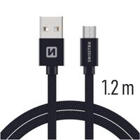 Datový kabel Swissten Textile USB / microUSB 1,2m, black