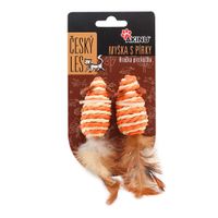 Akinu ČESKÝ LES Myška sisal s pírky hračka pro kočky oranžová XS 2 ks Barva: Oranžová