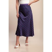 Plus Size Suknja S Prugastim Printom, Ljubičasta