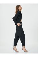 Koton Barrel Fit Trousers High Waist Relaxed Fit Cargo Pocket