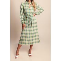 Midikleid Mit Karo-Print, Grün