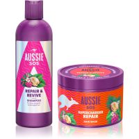 Aussie SOS Repair, Revive & Repeat darilni set za obremenjene lase in lasišče