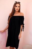 Kesi Włoski Women's viscose dress with tied sleeves black