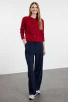 Trendyol Claret Red Wool Jacket-Look Knitted Cardigan