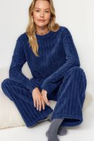 Trendyol Navy Blue Wellsoft Winter Knitted Pajama Set