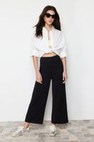 Trendyol Black Culotte Fit Cutout Detailed High Waist Trousers