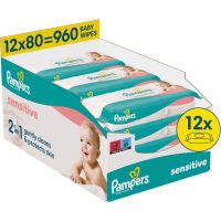 Pampers Sensitive Baby Wipes мокри почистващи кърпички за деца 12x80 бр.