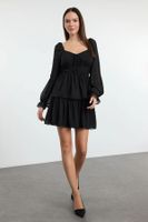 Trendyol Black Ruffle Mini Chiffon Lined Woven Dress