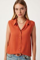 Happiness İstanbul Women's Tile Sleeveless Viscose Shirt