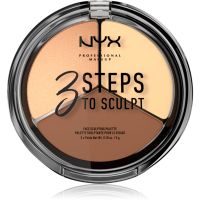 NYX Professional Makeup 3 Steps To Sculpt Púderes highlight és kontúr paletta árnyalat 02 Light 15 g