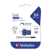 Verbatim USB flash disk OTG, USB 3.0, 64GB, Dual, modrý, 49967, USB A / USB C, s poutkem