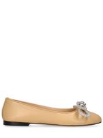 10mm Double Bow Leather Ballerina Flats