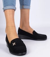 marka niezdefiniowana Black loafers with a wedge made of eco-suede Sarimi