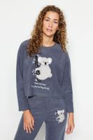 Trendyol Gray Fleece Koala Patterned Winter Knitted Pajamas Set