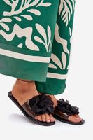 Boto Átlátszó Lapos Női Papucs Mesterséges Virággal Fekete Vobetta