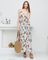 Resti Biała zwiewna damska sukienka maxi - Odzież