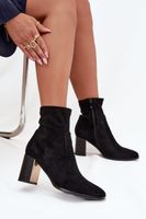 Boto Dámské kotníkové boty na sloupku se zlatým prvkem zateplené černé Amelisse