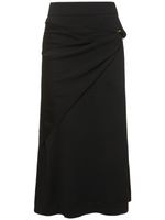 Wool Knit Draped Midi Skirt W/ Ring