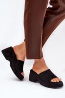 Boto Eko Zamszowe Klapki Damskie Na Platformie I Koturnie Czarne Afisal