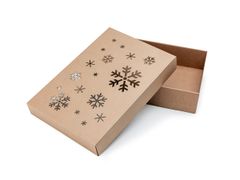 25 ks - Darčeková krabička dno + veko s laserovým motívom vločiek 340x230x70mm