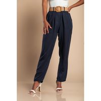 Lange Hose Mit Ziergürtel, Dunkelblau